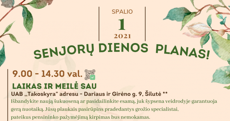 Senjorų Dienos Planas - Šilutės Turizmo Informacijos Centras