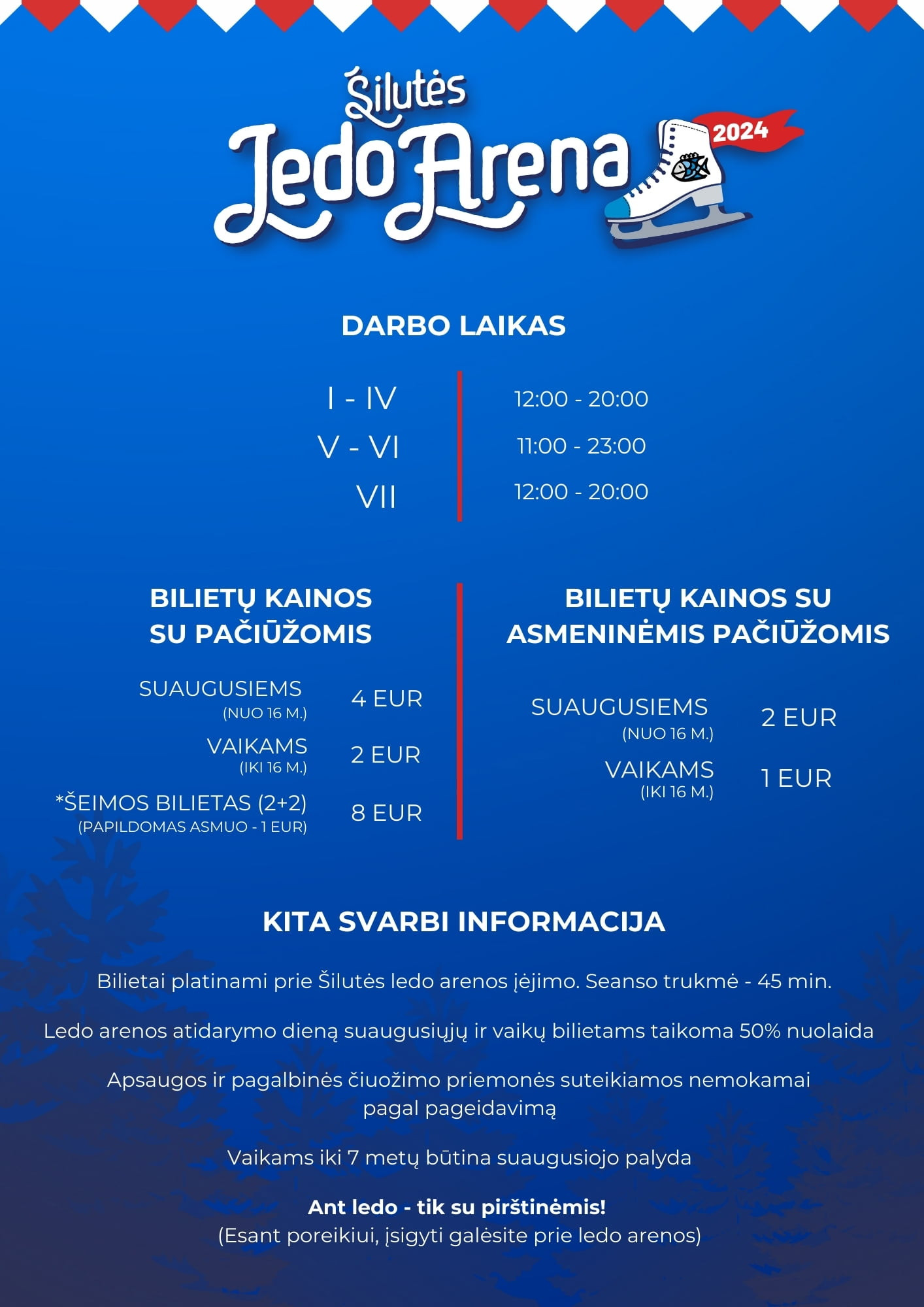 Šilutės ledo arenos darbo grafikas