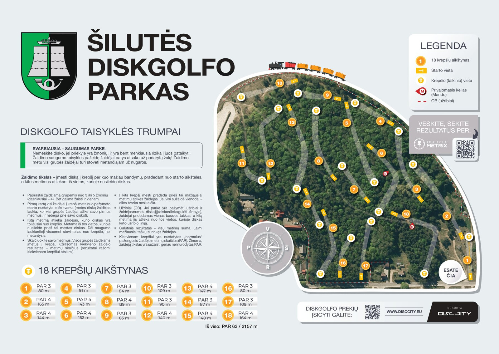Diskgolfo parko Šilutėje informacinis plakatas