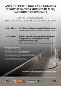 Antrojo pasaulinio karo pabaigos Europoje 80-ųjų metinių minėjimo ir aukų pagerbimo ceremonijos programos plakatas