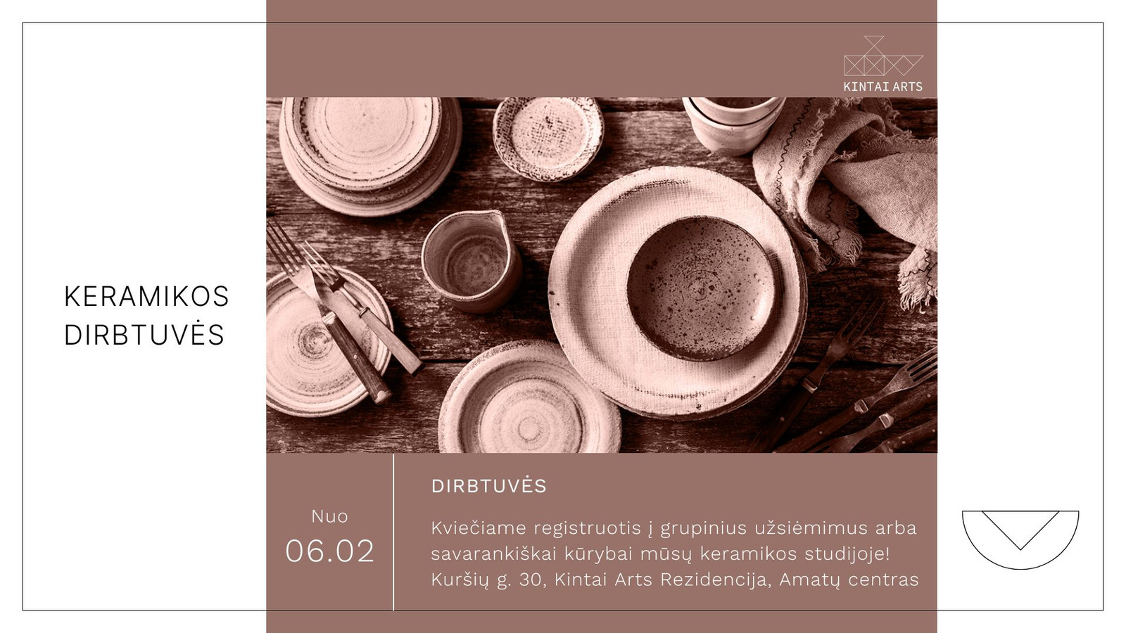 Informacinis plakatas apie keramikos dirbtuves „Kintai Arts“ reidencijoje