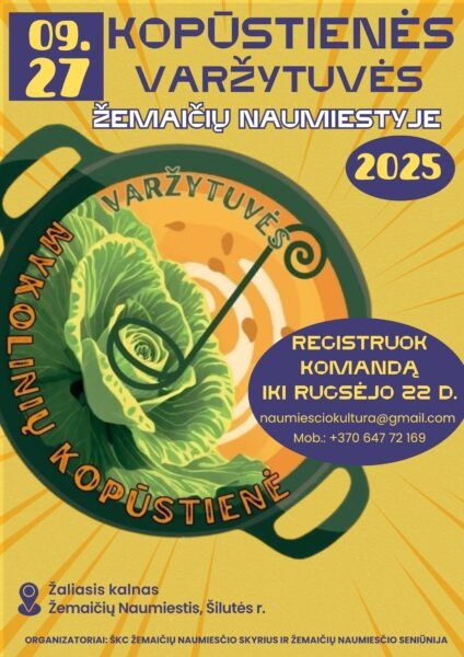 Kopūstienės varžytuvių Žemaičių Naumiestyje kvietimo registruotis plakatas