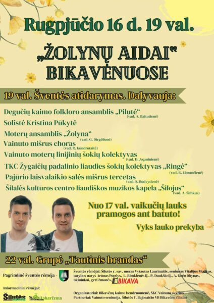 Renginio „Žolynų aidai“ programos plakatas