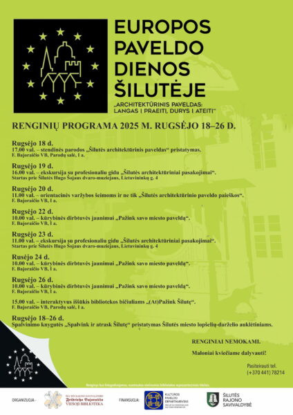 Europos paveldo dienų Šilutėje programos plakatas