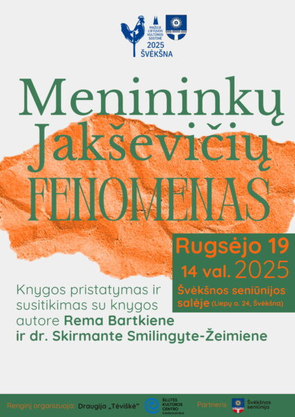 Knygos „Menininkų Jakševičių fenomenas“ pristatymo renginio programos plakatas