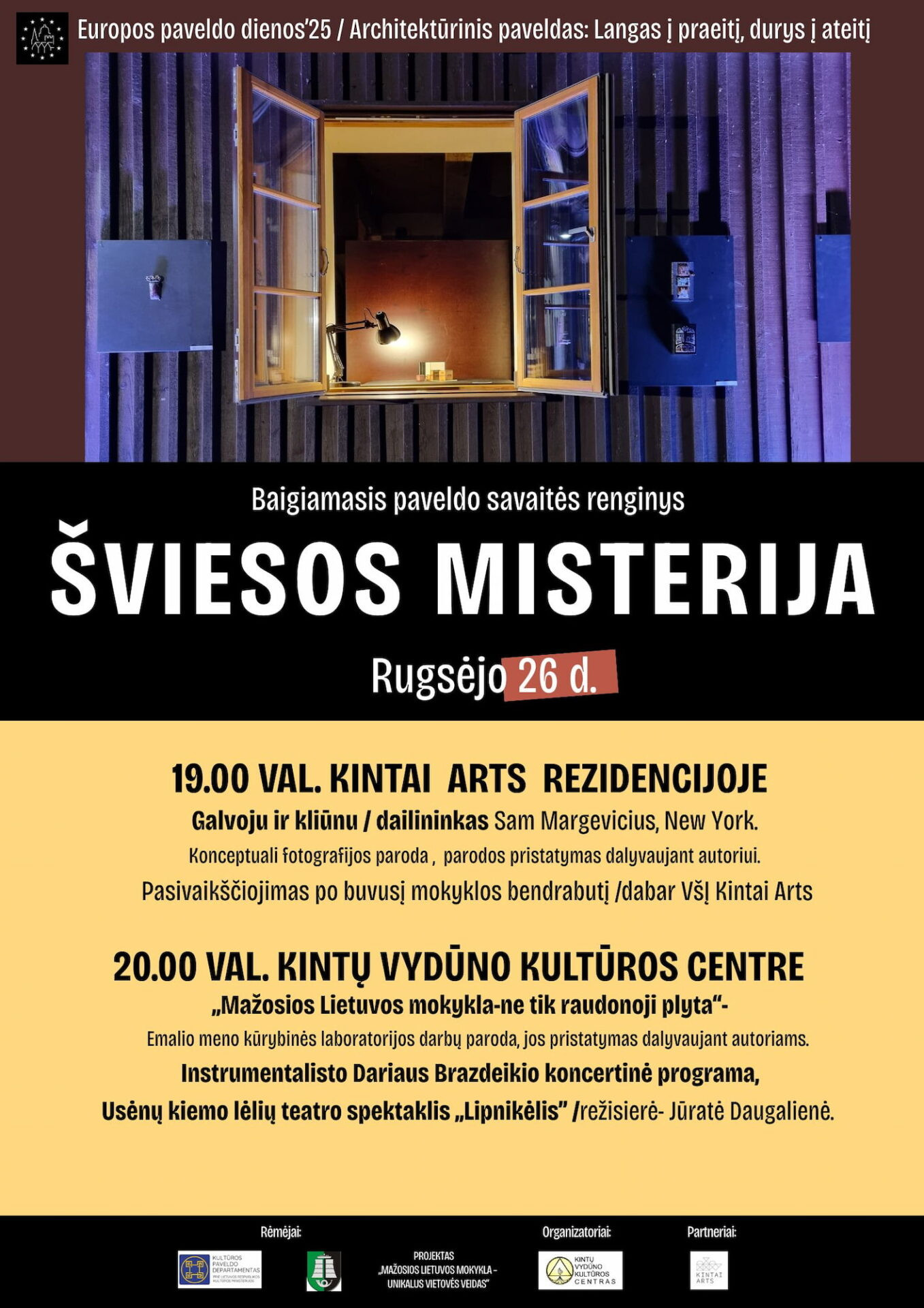 Renginio „Šviesos misterija“ programos plakatas