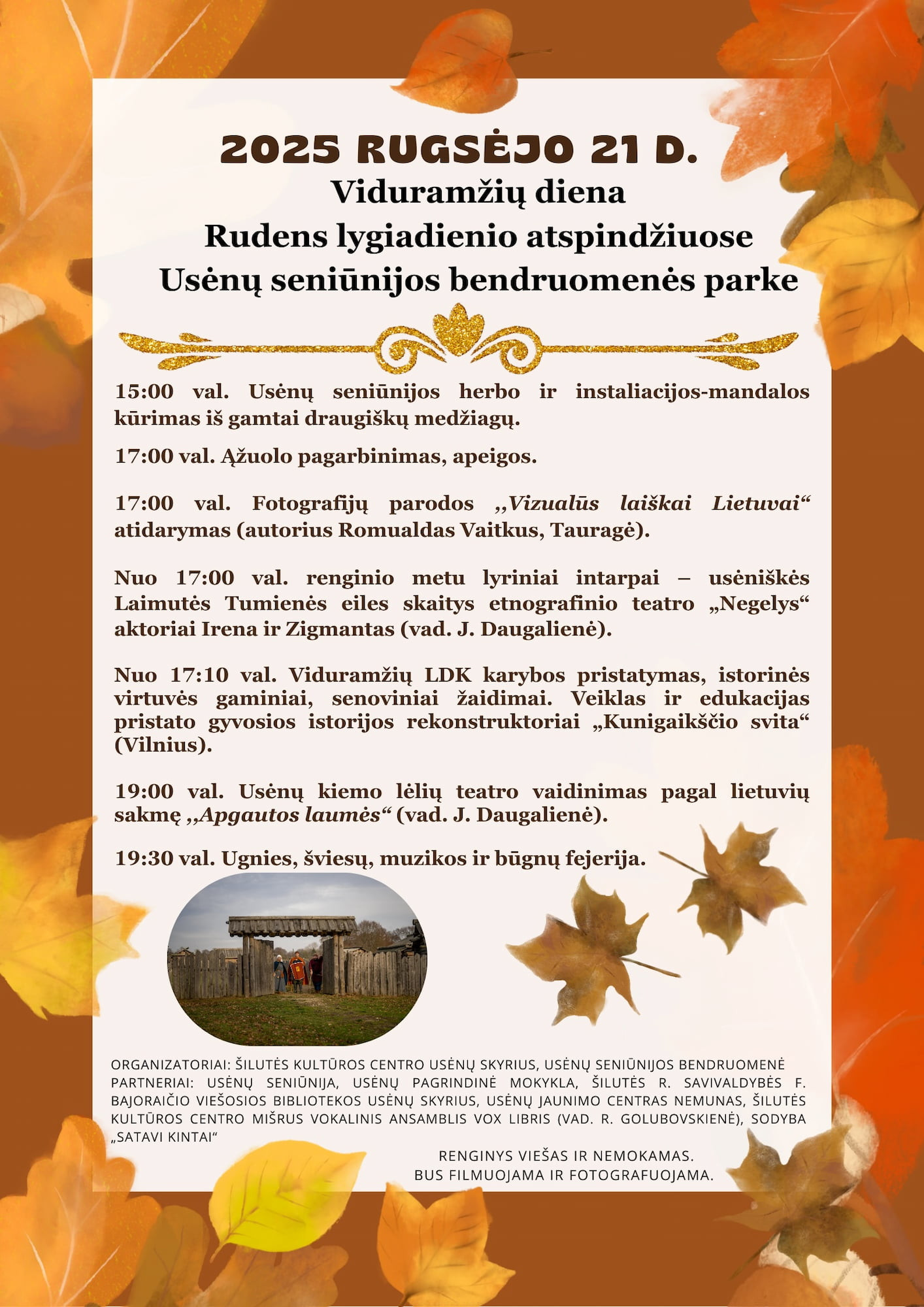 Renginio „Viduramžių diena rudens lygiadienio atspindžiuose“ programos plakatas