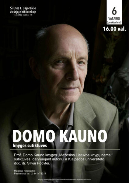 Monografijos „Mažosios Lietuvos knygų namai” sutiktuvių renginio plakatas