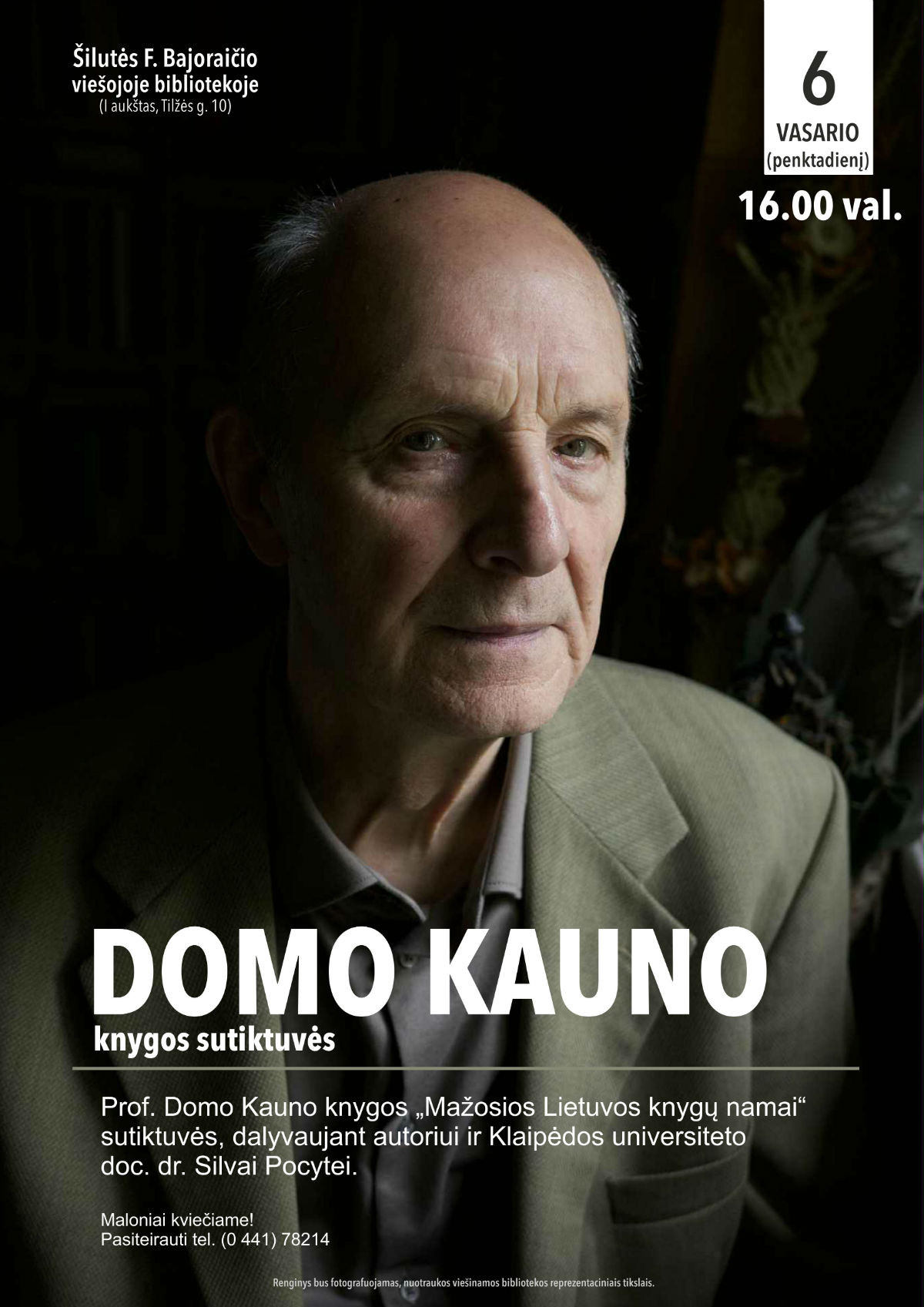 Monografijos „Mažosios Lietuvos knygų namai” sutiktuvių renginio plakatas