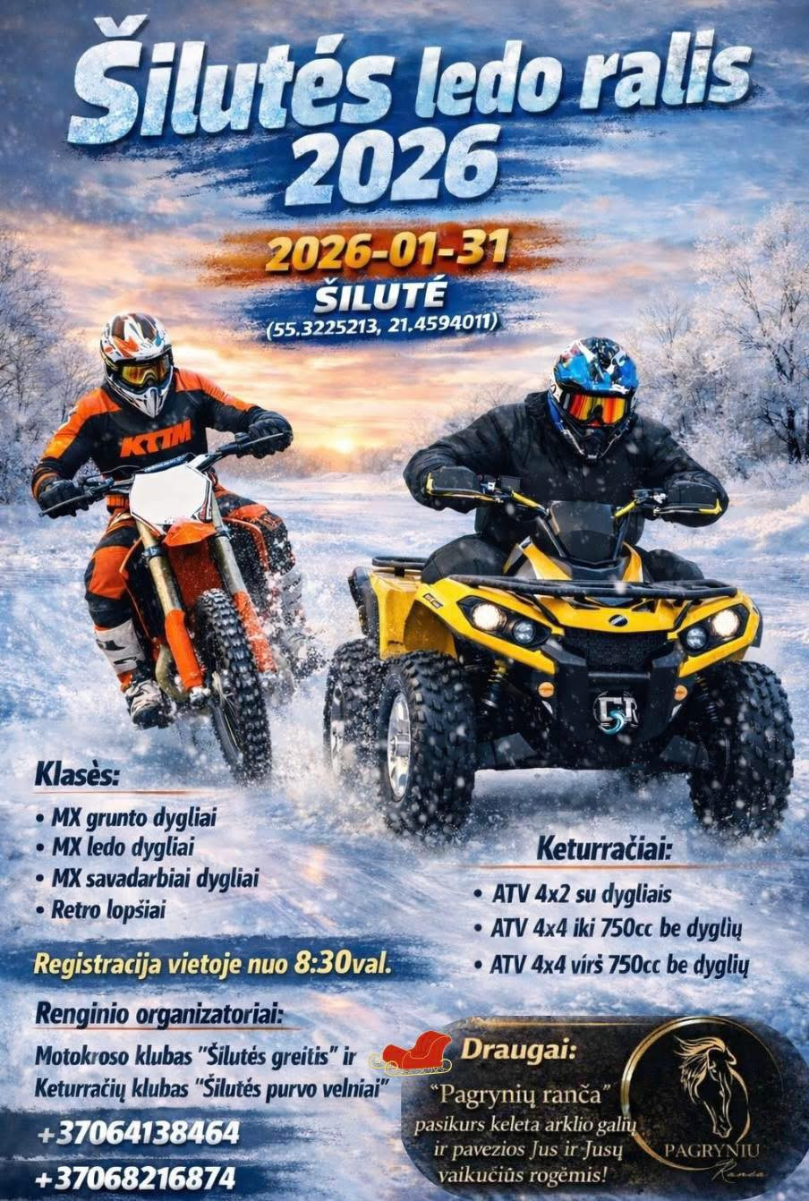 Šilutės ledo ralio 2026 renginio plakatas