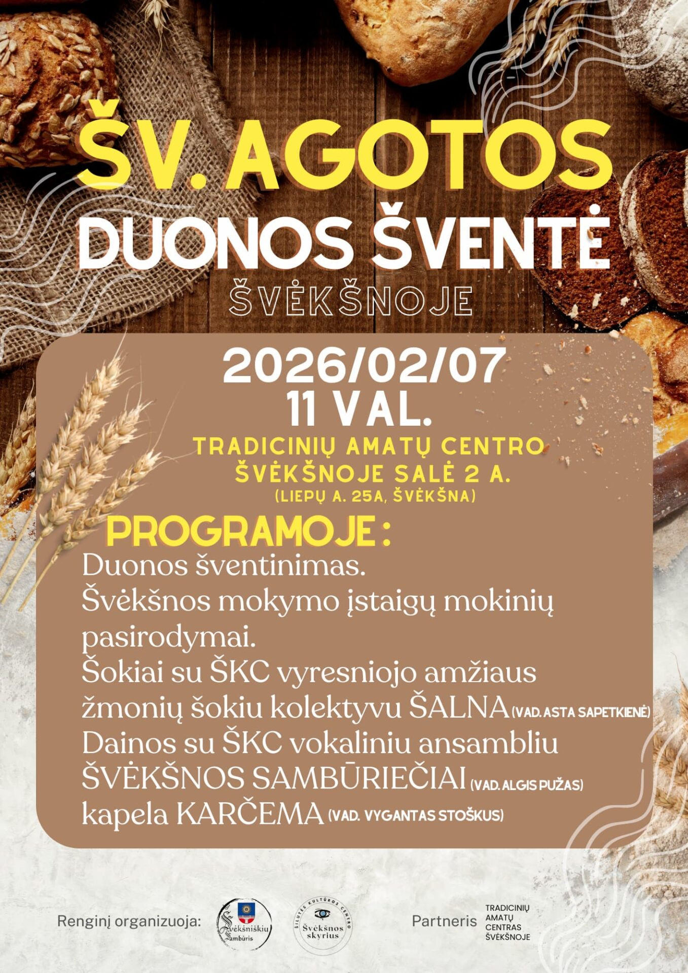 Poster of the St. Agatha’s Bread Festival in Švėkšna event