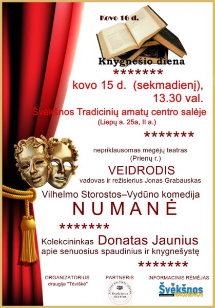 Knygnešio dienai skirtas renginio „Numanė“ Švėkšnoje plakatas