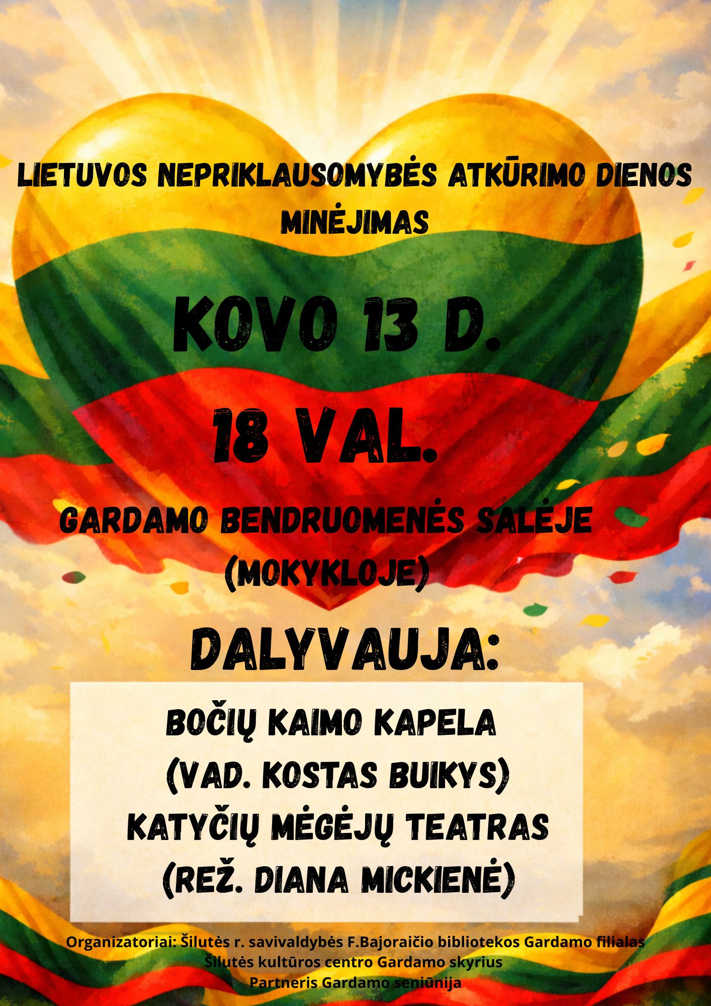 Kovo 11-osios minėjimo Gardame plakatas