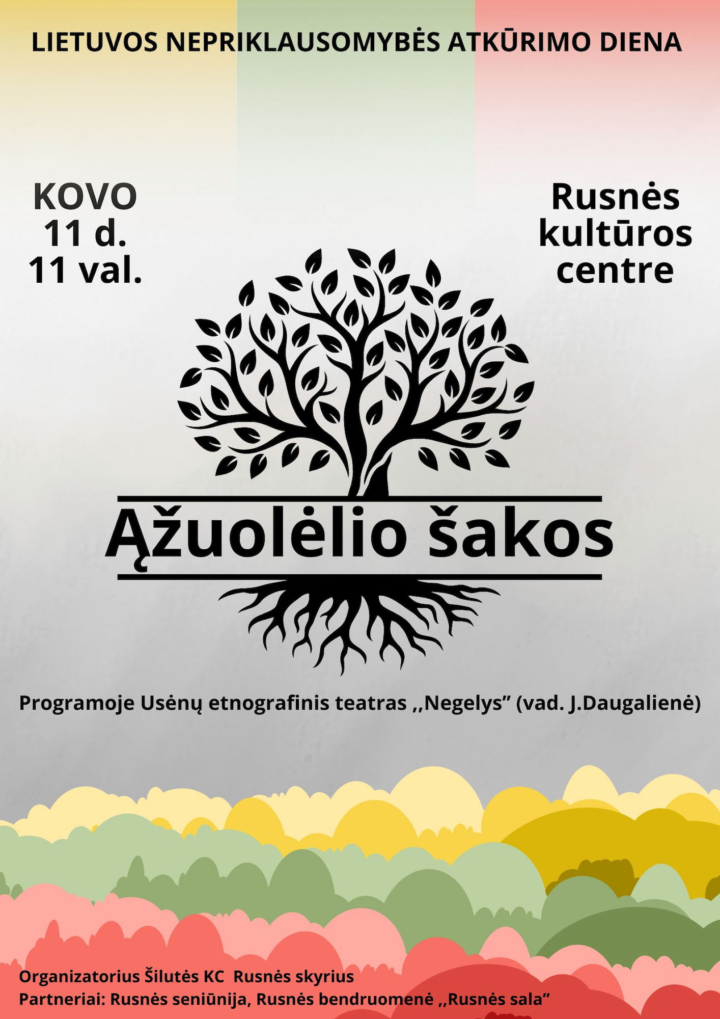 Kovo 11-osios renginio Rusnėje plakatas
