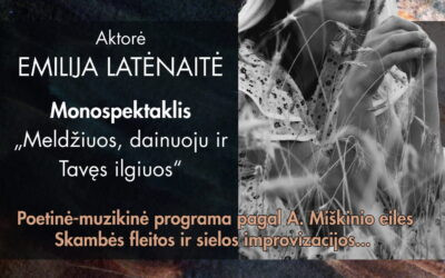 Monospektaklio „Meldžiuos, dainuoju ir Tavęs ilgiuos“ Vainute plakatas