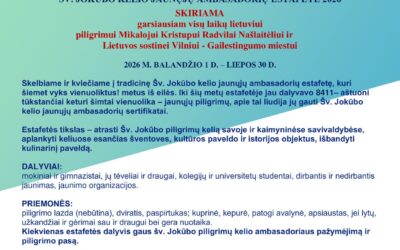 Šv. Jokūbo kelio estafetės 2026 kvietimo plakatas