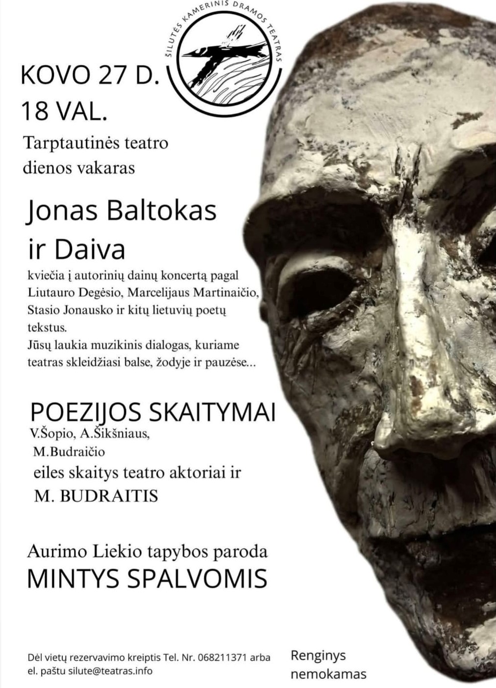 Tarptautinės teatro dienos vakaro renginio plakatas