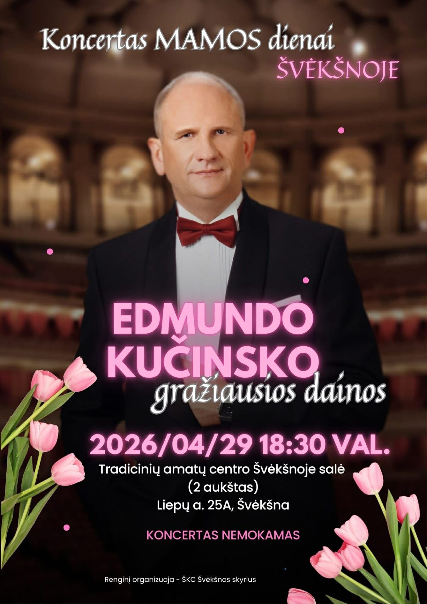 Informacinis plakatas: Edmundo Kučinsko koncertas Švėkšnoje