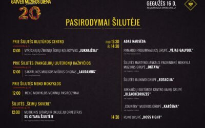 Gatvės muzikos dienos 2026 pasirodymų Šilutėje plakatas
