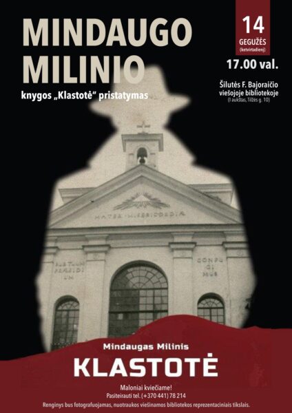 Mindaugo Milinio knygos „Klastotė“ pristatymo plakatas