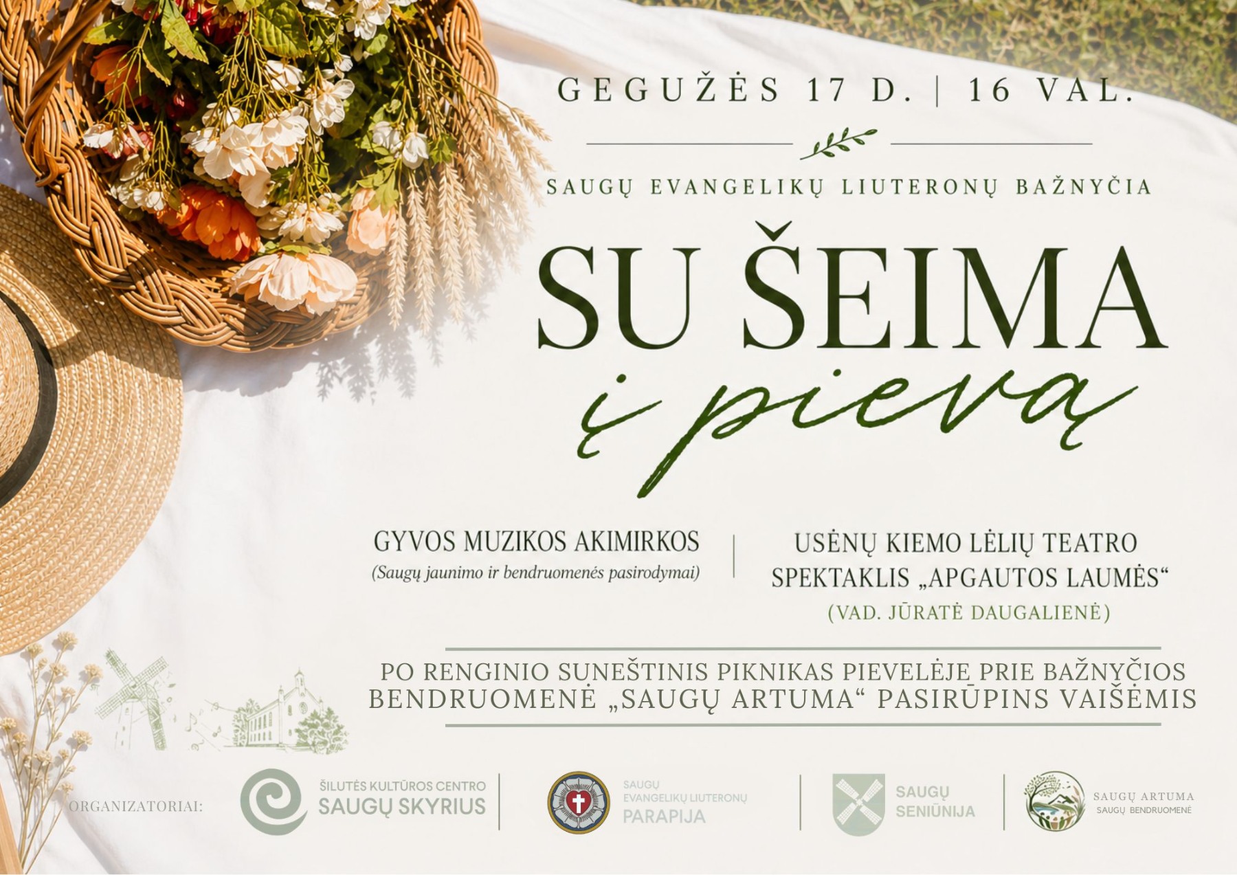 Renginio „Su šeima į pievą“ plakatas