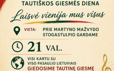 Valstybės ir Tautiškos giesmės dienos Gardame plakatas