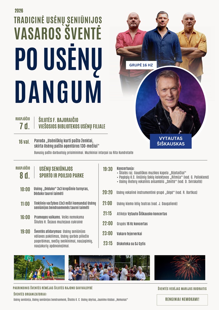 Vasaros šventės „Po Usėnų dangum“ Usėnuose plakatas
