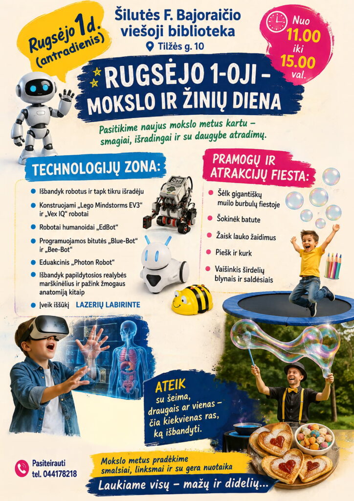 Rugsėjo 1-osios Šilutės F. Bajoraičio viešojoje bibliotekoje plakatas