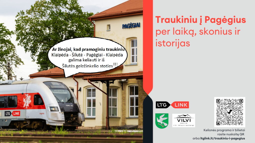 Ekskursijos traukiniu į Pagėgius plakatas