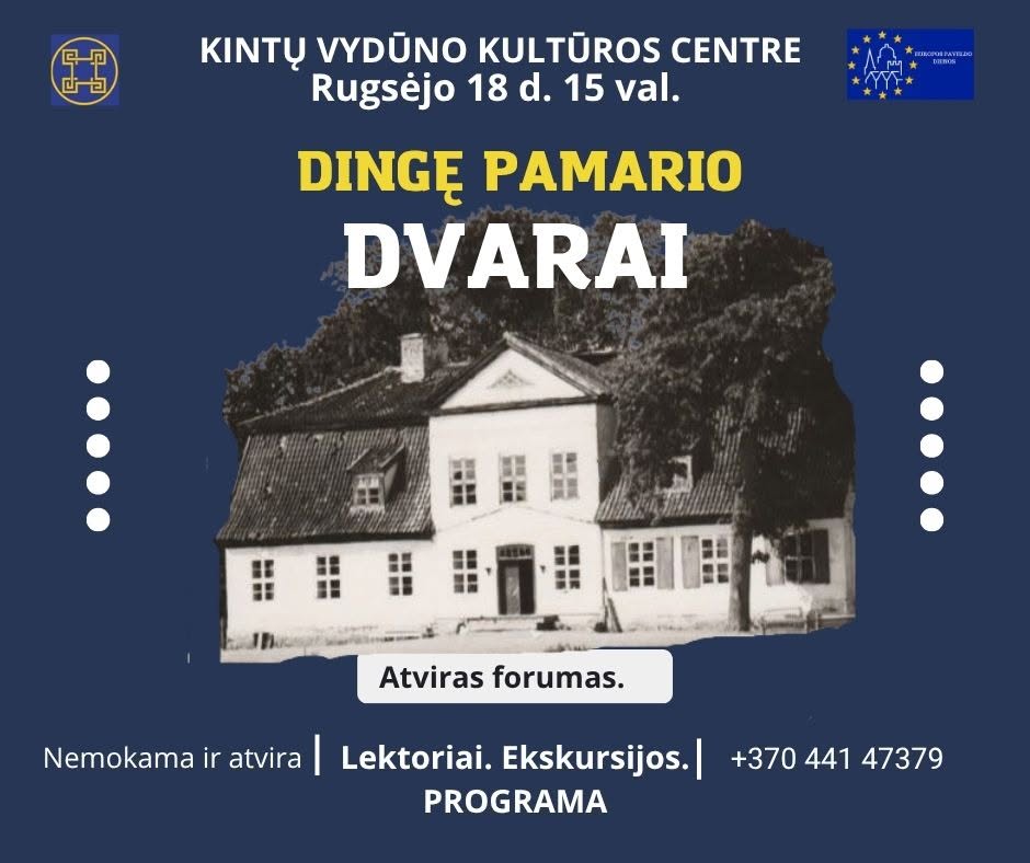 Europos paveldo dienų renginio „Dingę pamario dvarai“ plakatas