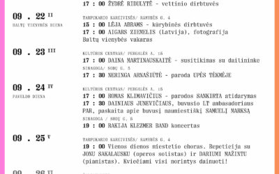 Menų ir istorijų festivalio „Mykolo tiltai“ Ruduo '26 programos plakatas