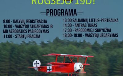 Radijo bangomis valdomų lėktuvų modelių varžybų plakatas