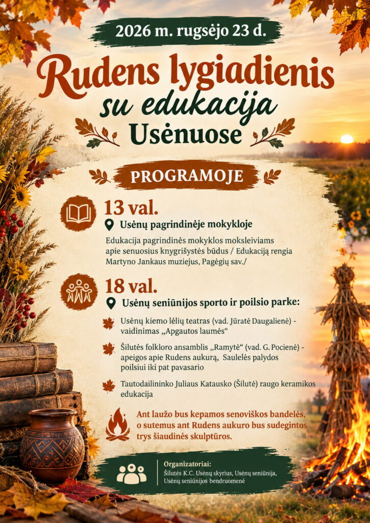 Rudens lygiadienio su edukacija Usėnuose plakatas