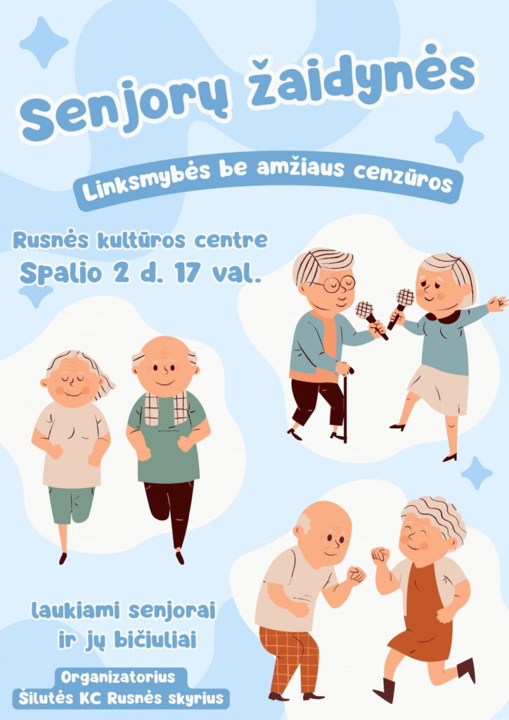 „Senjorų žaidynių“ Rusnės kultūros centre plakatas
