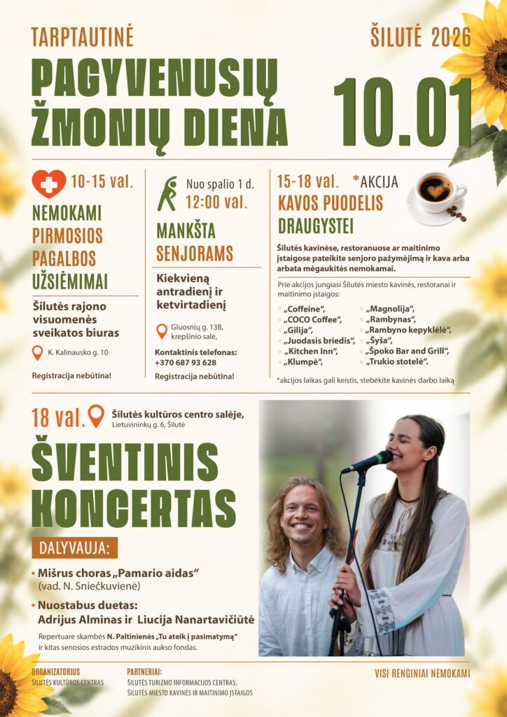 Tarptautinės pagyvenusių žmonių dienos Šilutėje 2026 plakatas