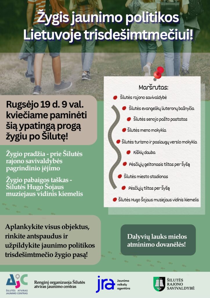 Žygio jaunimo politikos Lietuvoje trisdešimtmečiui plakatas